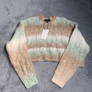 NWT Cotton candy LA Striped cropped Sweater MSRP$65 small